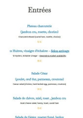 Menu Le Bistro d'Armando - Les entrées