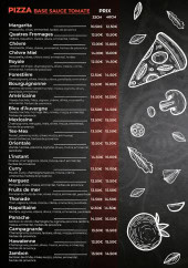 Menu L'instant pizza - Les pizzas base tomate