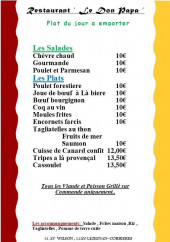 Menu Le Don Papa - Les salades et pates