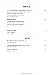 Menu La Touketa - Les menus, tapas