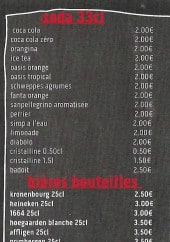 Menu Pizzeria du village - Les sodas, bières et boissons chaudes