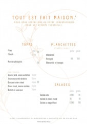Menu La Pergola - Les tapas, salades, ...