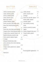Menu La Pergola - Les galettes et paninis