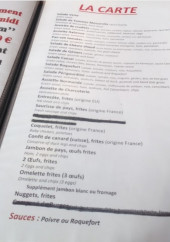 Menu Resto du Lac - La carte