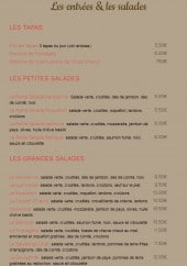 Menu L'Atelier - Les entrées et salades