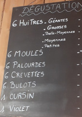 Menu Chez Face d'Huître - L'ardoise