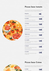 Menu Ice Beach - Les pizzas