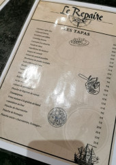 Menu Le Repaire - Les tapas