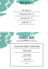 Menu Twin Fins - Les desserts et formules