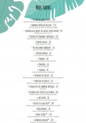 Menu Twin Fins - Les tapas