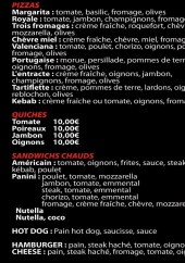 Menu L'entracte - Les pizzas, quiches et sandwichs