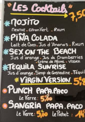 Menu Papa Paco - Les cocktails