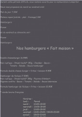 Menu La table de l'écluse - Les burgers