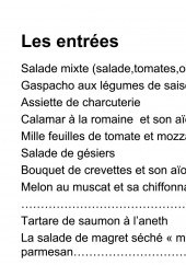 Menu Le M'11 - Entrées