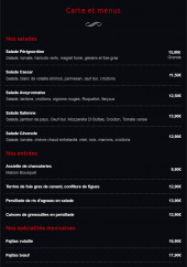 Menu Grill de la tour - Les salades, entrées et spécialités mexicaines