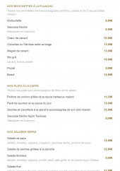 Menu Le Petit Lézard - Brochettes, plats et salades