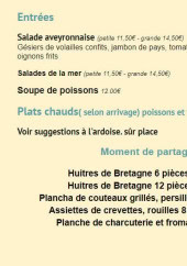 Menu L'estaminet - Les entrées