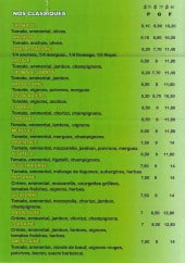 Menu Pronto pizza - Les pizzas classiques