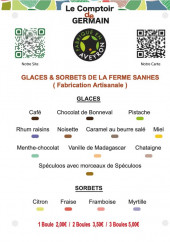 Menu Le comptoir de Germain - Les glaces et sorbets