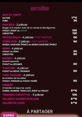 Menu Seiko - Les entrées et à partager