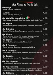 Menu Bistrot Pernod - Les pizzas et burgers