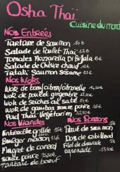 Menu Osha thaï - Entrées, poissons, viandes,...