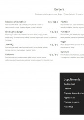 Menu Burger’s Corner - Les burgers et suppléments