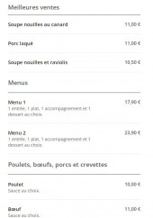 Menu Phi Long - Meilleures ventes, menus et bœufs, ...