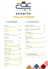 Menu Asabiya - Carte des cocktails