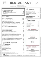 Menu Le Restaurant Notre Dame de la Garde - La carte, salades et desserts, ...