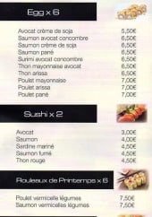 Menu Suchic - Les sushis, riz tartares,...