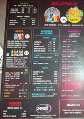 Menu Exit Café - Les boissons chauds , bières et softs,..