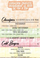 Menu Moon - Les classiques, les colds burgers...