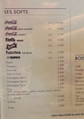 Menu O'Canotier - Les softs et boissons chaudes