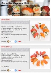 Menu Sushikoste - Les Formules Express Midi