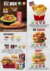 Menu Chicken Drive - Riz box, mix box et maxi drive,...