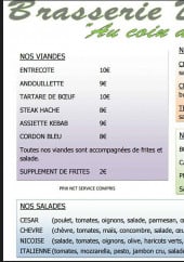 Menu Au Coin du village - Les viandes, salades, hamburgers...