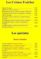 Menu Pizza le 26 - Les pizzas crèmes fraîches et les spéciales