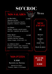 Menu So'croc - Les salades, menu enfant et pâtes