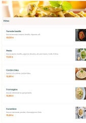 Menu Via Pasta - Les pâtes