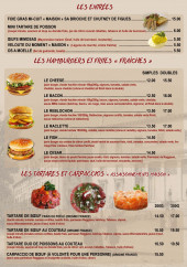 Menu Café du palais - Les entrées, burgers,...