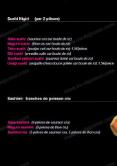 Menu Kalisushi - Les sushis et sashimis 