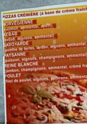 Menu Le Campus - Les pizzas crème