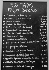 Menu Le cardeur bacchus - Les tapas