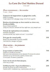 Menu Le Riviera - Les entrées et poissons