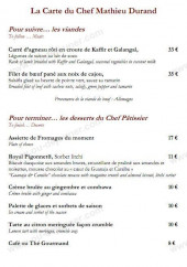 Menu Le Riviera - Les viandes et desserts