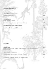 Menu Le Singe Vert - Les entrées et salades