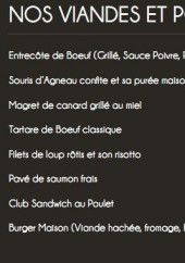 Menu Les Terrasses du Country Club - Les viandes,poissons et desserts