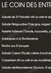 Menu Les Terrasses du Country Club - Les entrées et pâtes