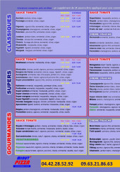 Menu Minut' Pizza - les pizzas